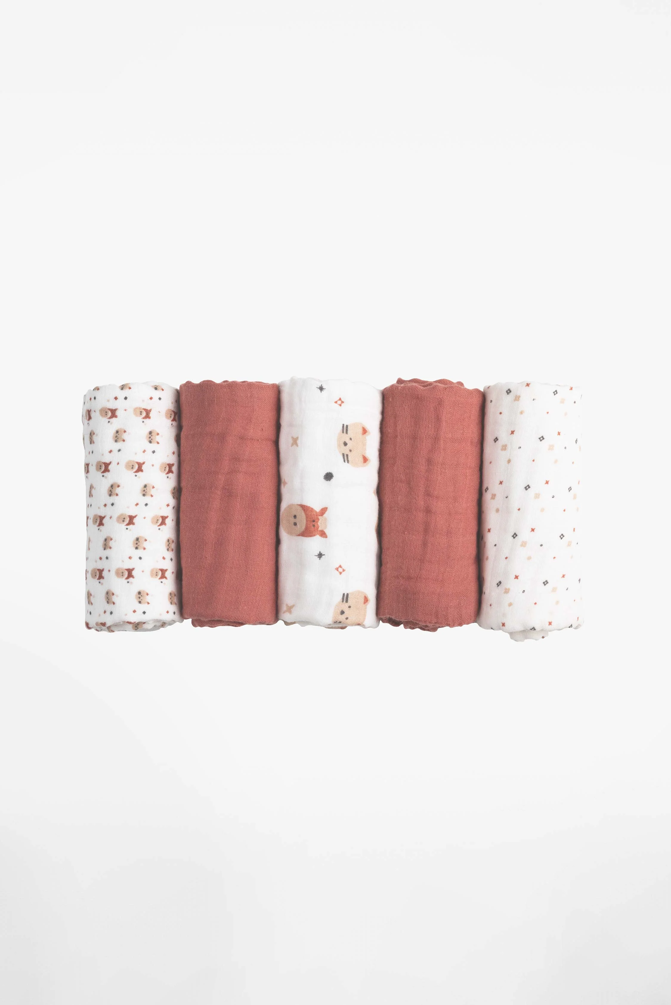 SOFT TOUCH 50x25 Newborn muslin cloths - Earth Red - Image 3