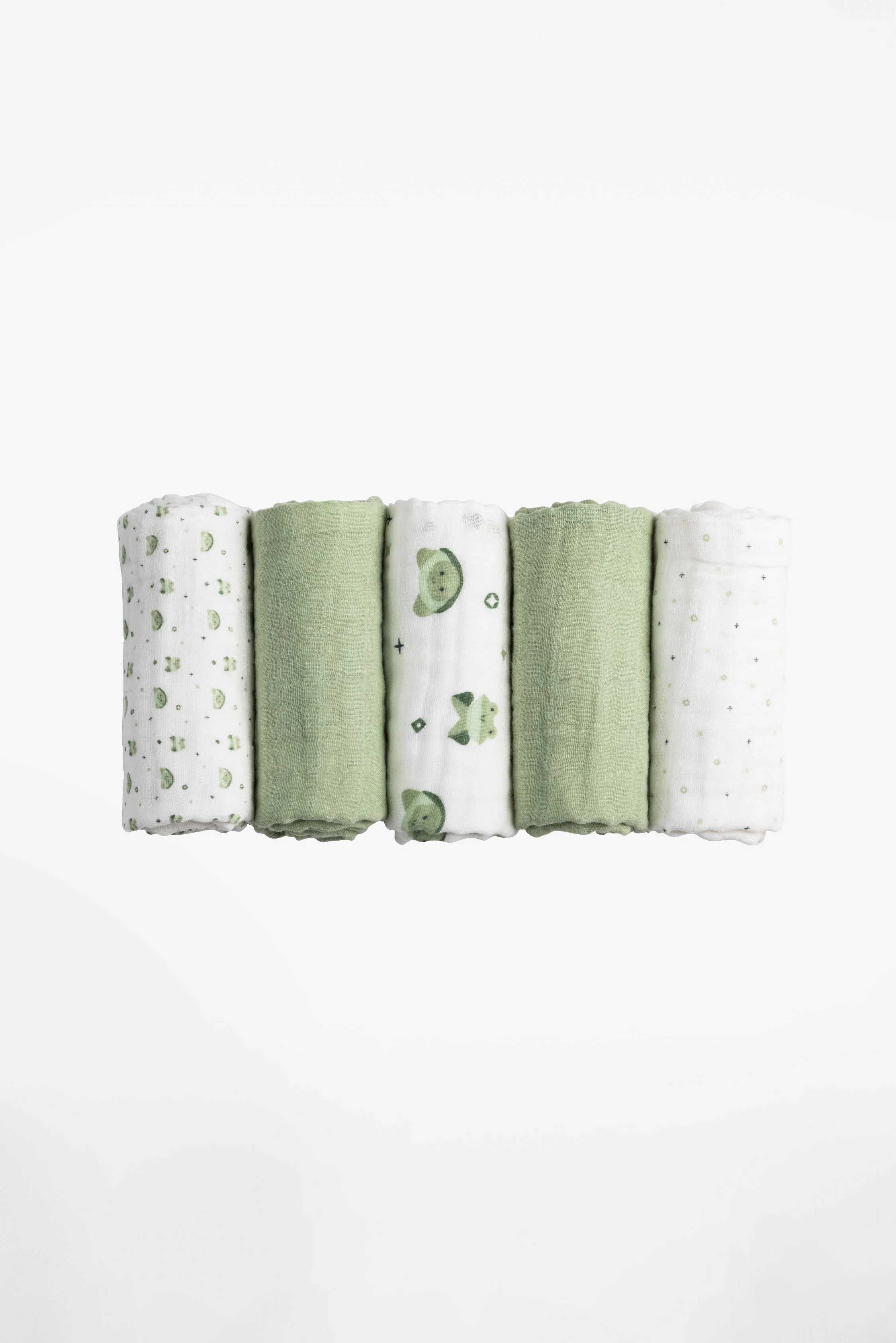 SOFT TOUCH 50x25 Newborn muslin cloths - Sage Green - Image 3